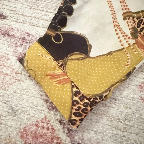 Zara •Equestrian Pleated Peplum Tunic Top Black Bridle Chain Print Size Small - Picture 6 of 10